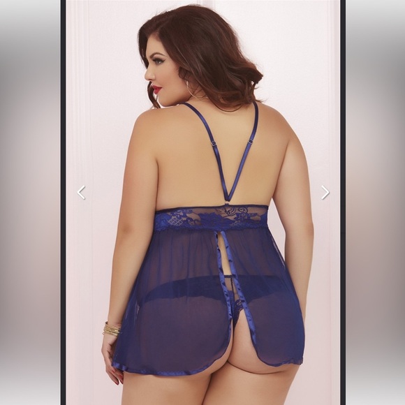 Seven till midnight lace teddy lingerie lace sheer sexy nightie plus size 3X/4X - Picture 2 of 2